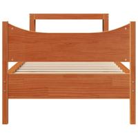 Bedframe met hoofdbord massief grenenhout wasbruin 75x190 cm - thumbnail