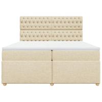 Boxspring met matras stof crèmekleurig 200x200 cm - thumbnail