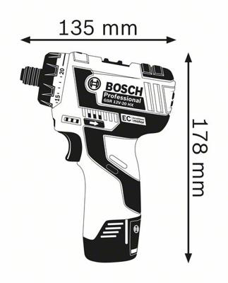 Bosch GSR 12V-20 HX Professional 1300 RPM Zwart, Blauw