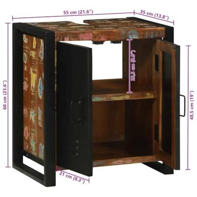 Wastafelkast Bruin 55 x 35 x 60 cm Massief Gerecycled Hout