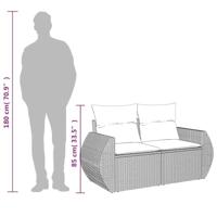 Tuinbank 2-zits met kussens poly rattan beige - thumbnail