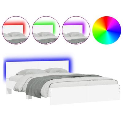 Bedframe met hoofdeinde en LED-verlichting wit 160x200 cm - thumbnail