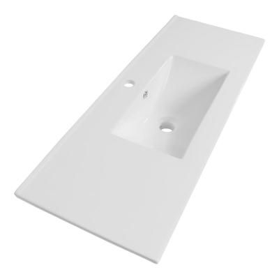 Brauer Frost Wastafel Ondiep - 100 cm - met 1 Spoelbak en 1 Kraangat - Keramiek Hoogglans Wit