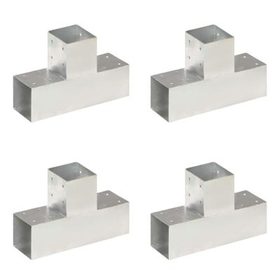 Paalverbindingen 4 st T-vorm 91x91 mm gegalvaniseerd metaal Paalverbindingen 4 st T-vorm 91x91 mm gegalvaniseerd metaal