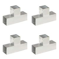 Paalverbindingen 4 st T-vorm 91x91 mm gegalvaniseerd metaal - thumbnail