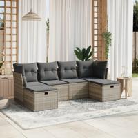 6-delige Loungeset met kussens poly rattan lichtgrijs - thumbnail