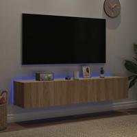 Tv-wandmeubels met LED 2 st 80x35x31 cm sonoma eikenkleurig - thumbnail