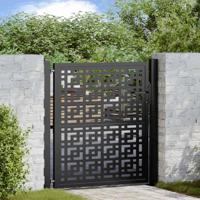 Poort met kruisontwerp 100x100 cm staal zwart - thumbnail