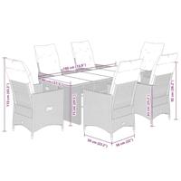 7-delige Tuinset met kussens poly rattan grijs - thumbnail
