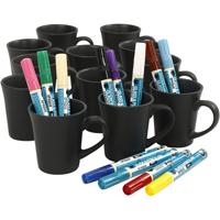 Creativ Company Groepsset zwarte mokken beschilderen, diverse kleuren, 36 stuk, 1 set - thumbnail