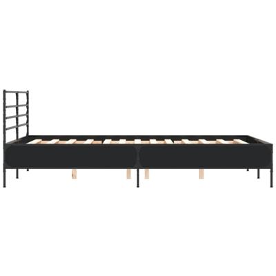 Bedframe bewerkt hout metaal zwart 135x190 cm