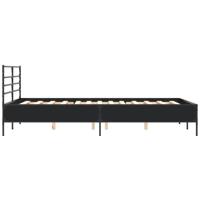 Bedframe bewerkt hout metaal zwart 135x190 cm - thumbnail