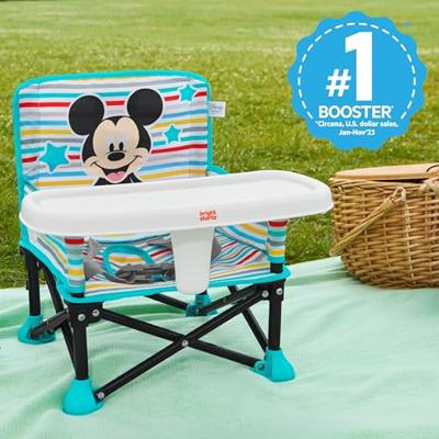 DISNEY BABY Mickey Mouse stoelverhoger, Pop 'n Sit Booster, binnen, buiten, praktisch en compact, snel opvouwbaar, blauw DISNEY BABY Mickey Mouse stoelverhoger, Pop 'n Sit Booster, binnen, buiten, praktisch en compact, snel opvouwbaar, blauw