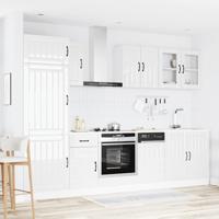 8-delige Keukenkastenset Lucca bewerkt hout glanzend wit - thumbnail