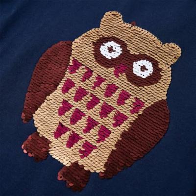 Kindershirt met lange mouwen uil van pailletten 104 marineblauw Kindershirt met lange mouwen uil van pailletten 104 marineblauw