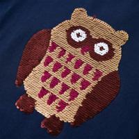 Kindershirt met lange mouwen uil van pailletten 104 marineblauw - thumbnail