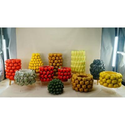 Vaas Home ESPRIT Geel Keramisch Keramiek Tropisch 25 x 25 x 38 cm