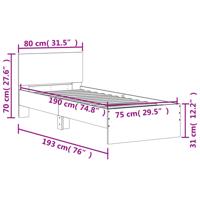 Bedframe met hoofdeinde en LED grijs sonoma eiken 200x200 cm - thumbnail