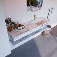 MONDIAZ ALAN-DLUX 150cm planchet Glace. Vrijhangende wastafel CLOUD rechts 1 kraangat, kleur Glace. - thumbnail