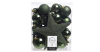 Decoris Kerstballen Plastic mix+piek 33st Dennengroen - thumbnail