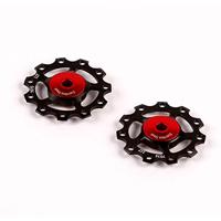 CEMA derailleurwieltjes rvs 9/10/11v pvc zwart - thumbnail