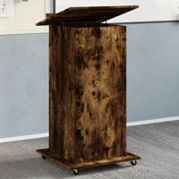 Lessenaar met wielen en lade 55x55x107 cm hout gerookt eiken - thumbnail
