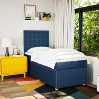 Boxspring met matras stof blauw 100x200 cm - thumbnail