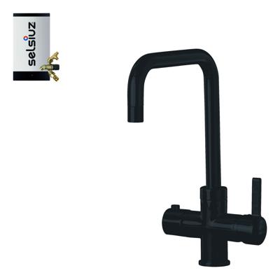Selsiuz kokend water kraan met combi extra boiler en U-uitloopkraan zwart