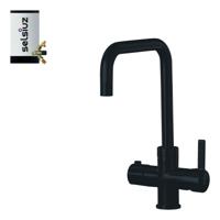Selsiuz kokend water kraan met combi extra boiler en U-uitloopkraan zwart - thumbnail