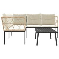 Loungeset met kussens staal en textileen zwart - thumbnail