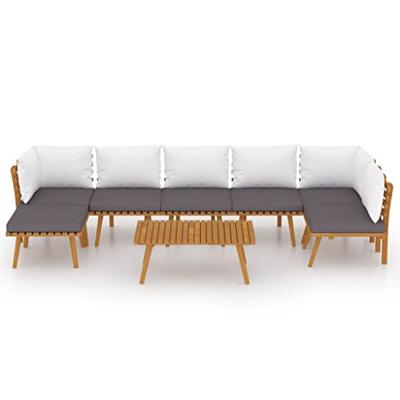 8-delige Loungeset met kussens massief acaciahout