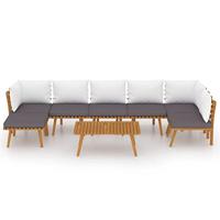 8-delige Loungeset met kussens massief acaciahout - thumbnail