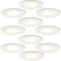 Set van 10 Venezia LED inbouwspots - 6 Watt 650 lumen - 2700K warm wit - Dimbaar - Rond - IP65 waterdicht - Wit - Voor binnen, buiten en badkamer - thumbnail