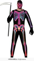 Neon Jumpsuit Zwart Skelet Heren - thumbnail