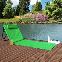 Strandmat met Rugleuning en Kussen 158cm x 56cm groen - thumbnail