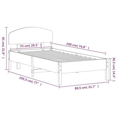 Bedframe zonder matras massief grenenhout wit 75x190 cm