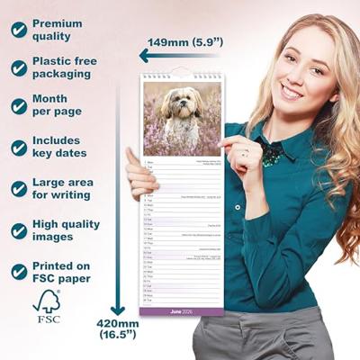Shih Tzu Slim Calendar 2026 Dog Breed Slimline Calendar - 12 Month