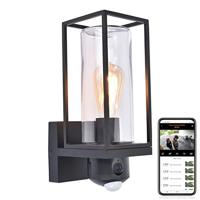 Lutec WandlampFlair zwart met camera - 5288811012 - thumbnail
