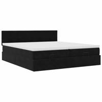 Ottoman bed met matrassen 160x200cm fluweel zwart - thumbnail