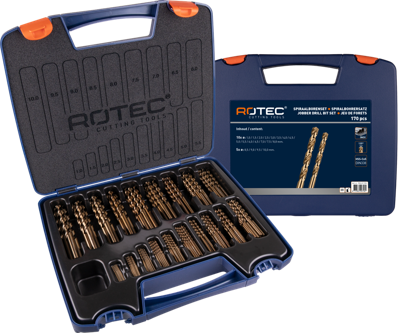 Rotec 170 dlg. Kunststof Cassette Spiraalboren Cobalt 1,0-10,0x0,5 mm - 900.0172K - 900.0172K