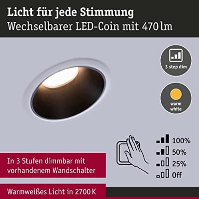Paulmann 93401 Cole Coin Inbouwlamp LED 6 W Wit, Zwart Paulmann 93401 Cole Coin Inbouwlamp LED 6 W Wit, Zwart