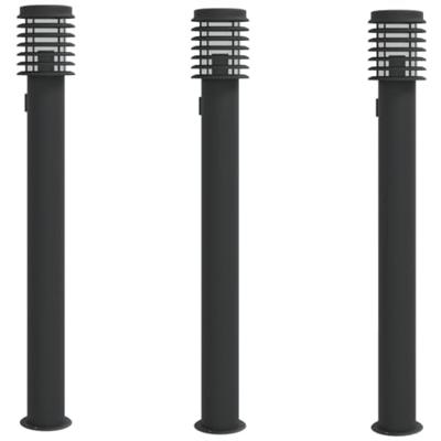 VidaXL Buitenvloerlampen 3 st stopcontact 110 cm roestvrijstaal zwart