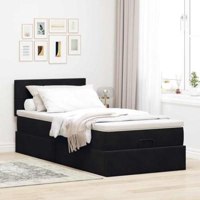 Ottoman bed met matras 100x200 cm fluweel zwart
