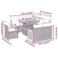 9-delige Loungeset met kussens poly rattan acacia zwart - thumbnail