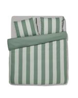 HEMA Dekbedovertrek 200x200/220cm zacht katoen strepen groen (groen) - thumbnail