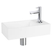 Fonteinset Differnz Solid Solid Surface 36x18.5x9 cm Wit Met Rechte Kraan Chroom - thumbnail