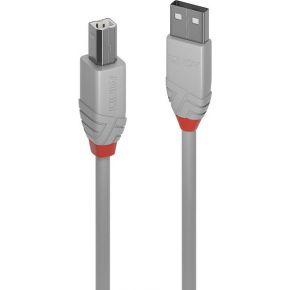 LINDY 36681 USB 2.0 Type A naar B Kabel - Anthra Line Grijs, 0.5m