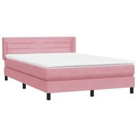 Boxspring met matras fluweel roze 140x210 cm - thumbnail