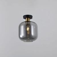 Plafondlamp Xirena vetro fumé - E27-fitting - Bol van rookglas - Metalen plafondplaat - IP20 voor binnen - thumbnail