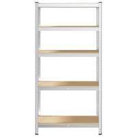 Opbergrek 5-laags staal en bewerkt hout zilverkleurig - thumbnail